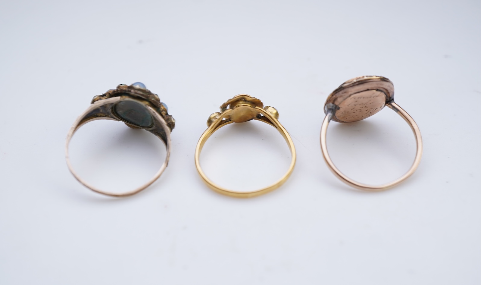 A collection of three antique rings, late 18th-19th century